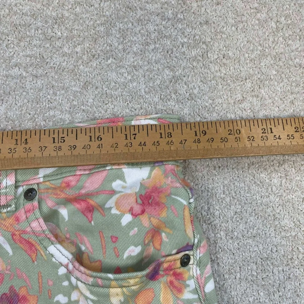 Gloria Vanderbilt Amanda 16W Capri Pants Green Floral Stretch Crop Jeans Womens - Picture 7 of 10